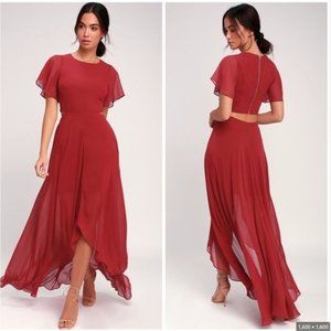 Ali & Jay - Bohemian Rhapsody - Red Maxi Dress - S Small